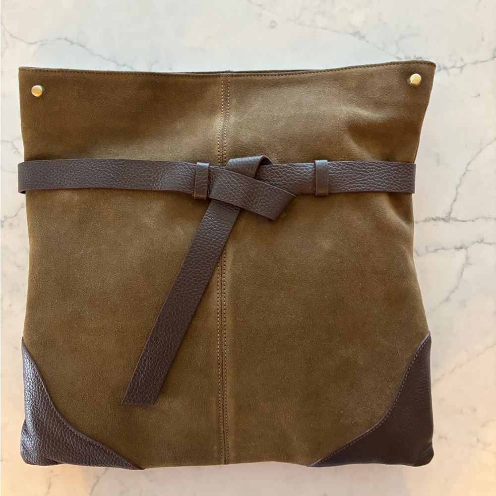 Green suede hobo bag